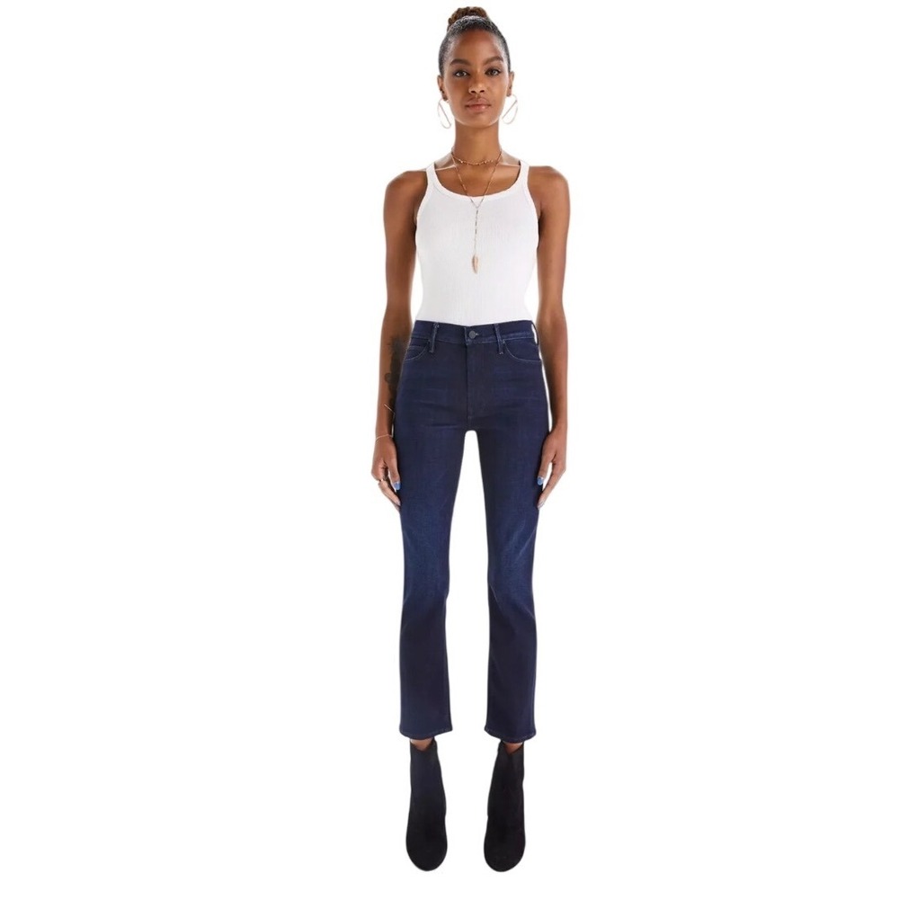 Mother The Mid Rise Dazzler Ankle Jeans Size 28 Or Never Dark Blue Straight Leg